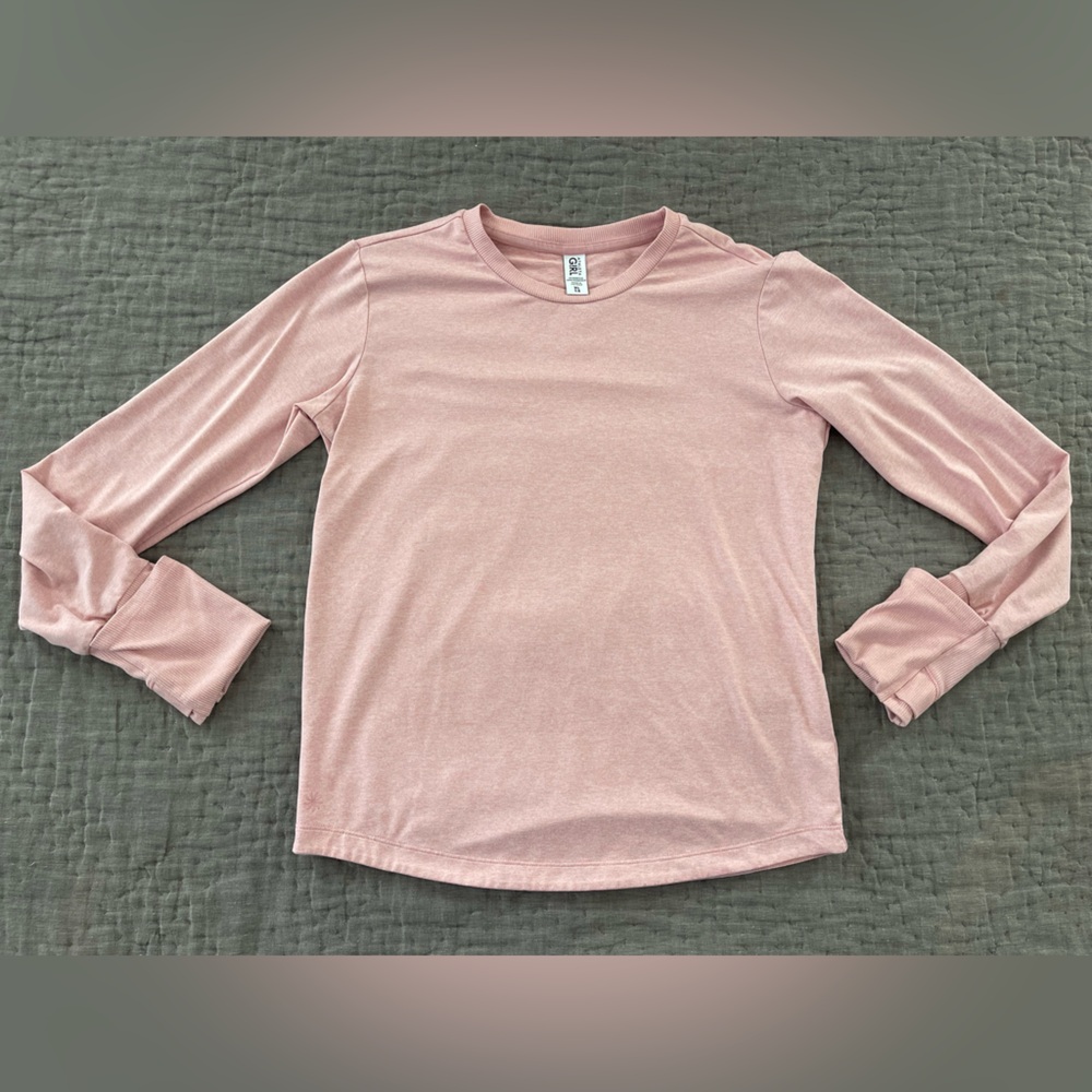 ATHLETA GIRL Uptempo Top Pink XL 14 Long Sleeve Outdoors Activewear Thumb Holes